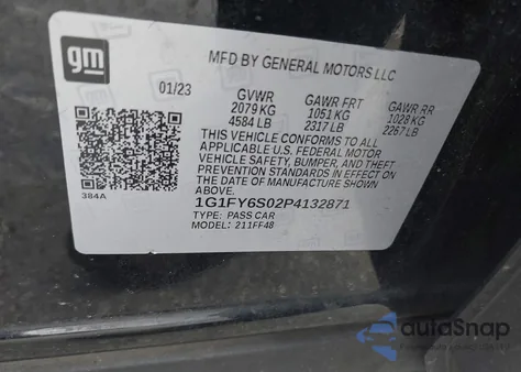 2023 Chevrolet Bolt Euv Fwd Lt из США, поврежденный, VIN 1G1FY6S02P4132871